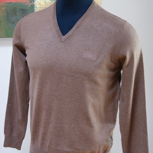 Armani Collezioni Sweaters | Armani Collezioni Brown V Neck Sweater Pullover | Color: Brown/Tan | Size: XL | Vkgroup's Closet